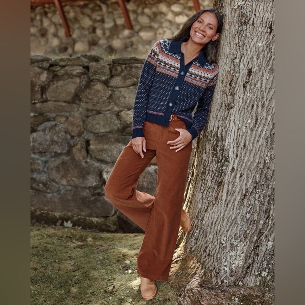 New Garnet Hill Soft Flare Corduroy Pants Rust Brown Women’s 18 Patch Pockets